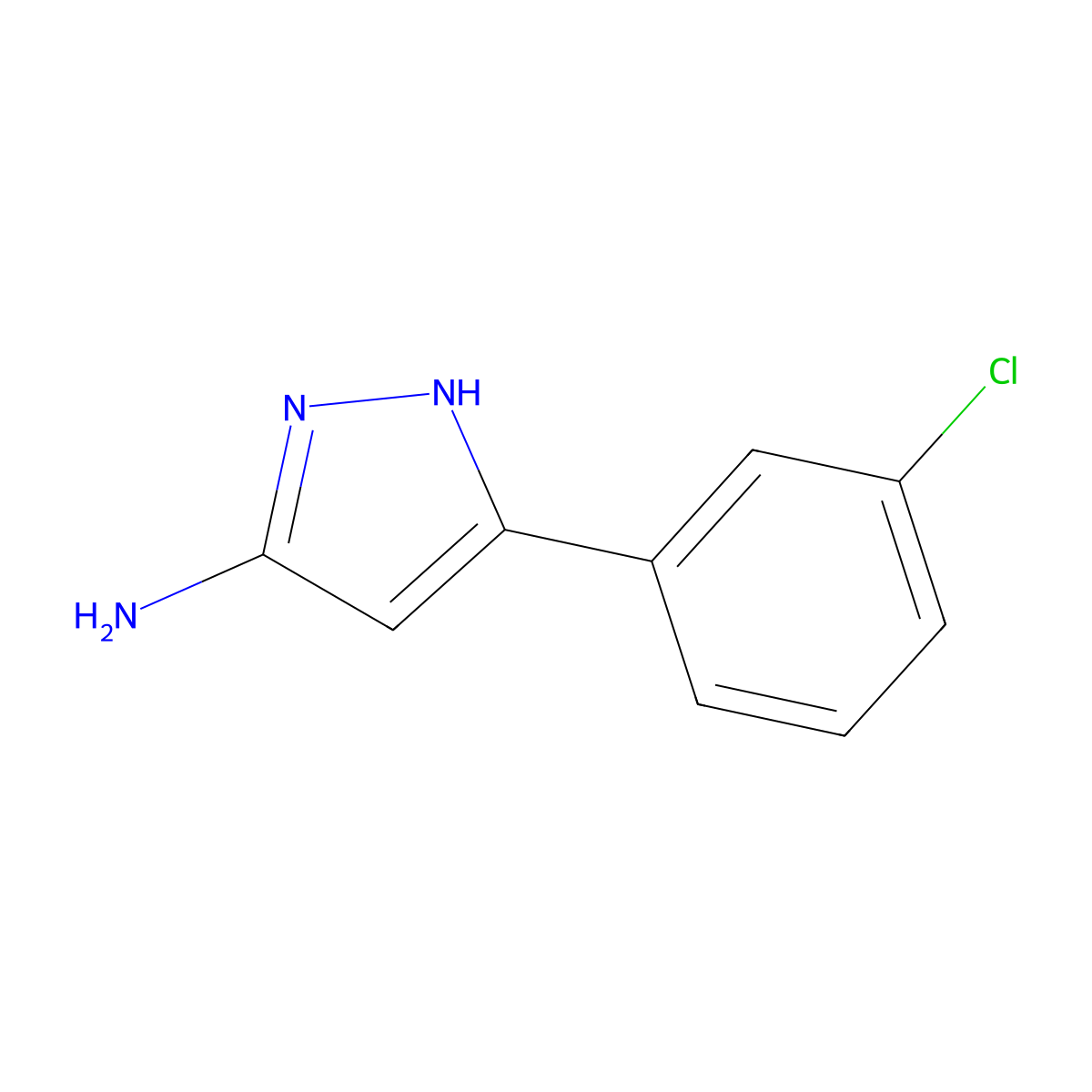 3-(3-chlorophenyl)-1H-pyrazol-5-amine molecular structure, CAS 208519-09-9