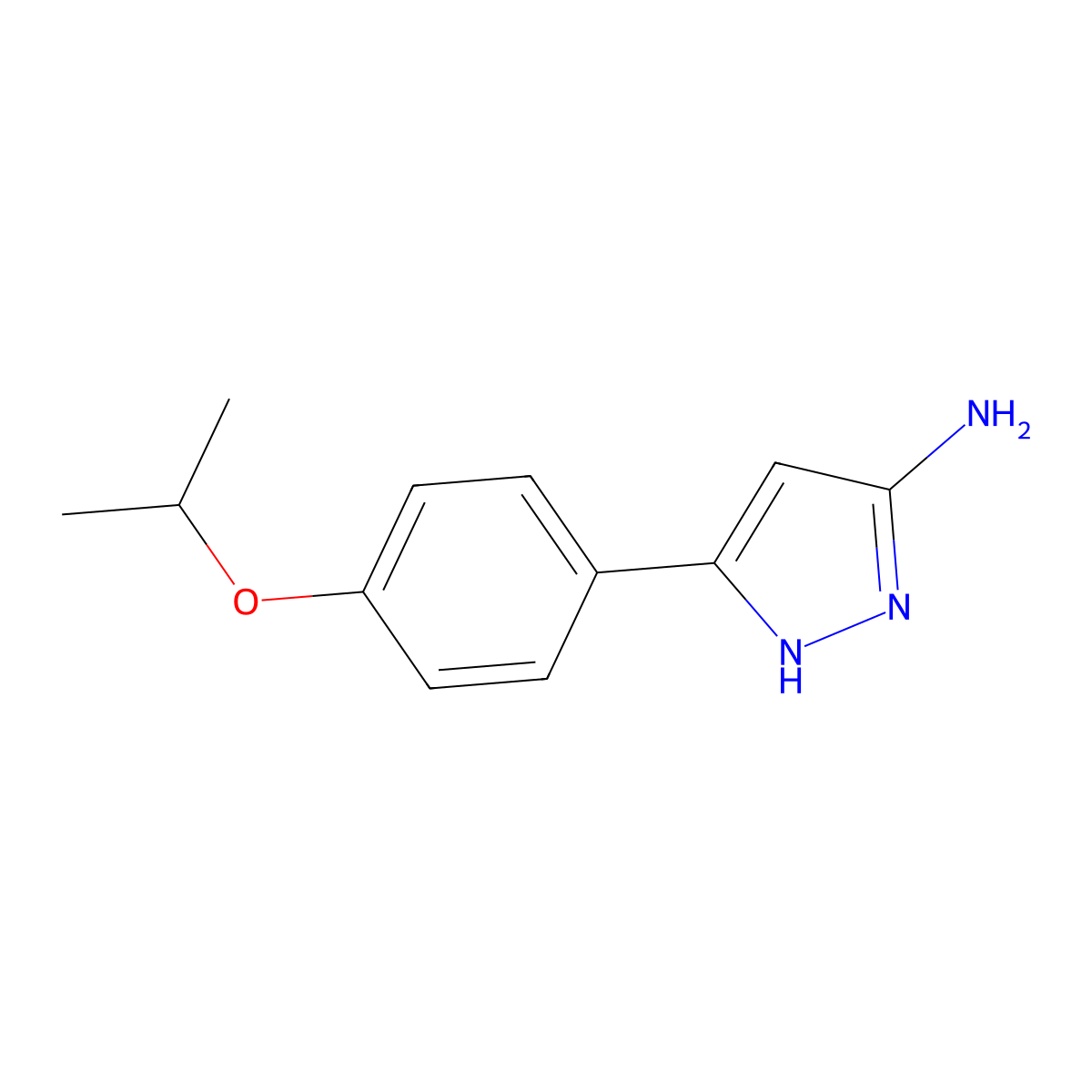 3-[4-(propan-2-yloxy)phenyl]-1H-pyrazol-5-amine molecular structure, CAS 208519-13-5
