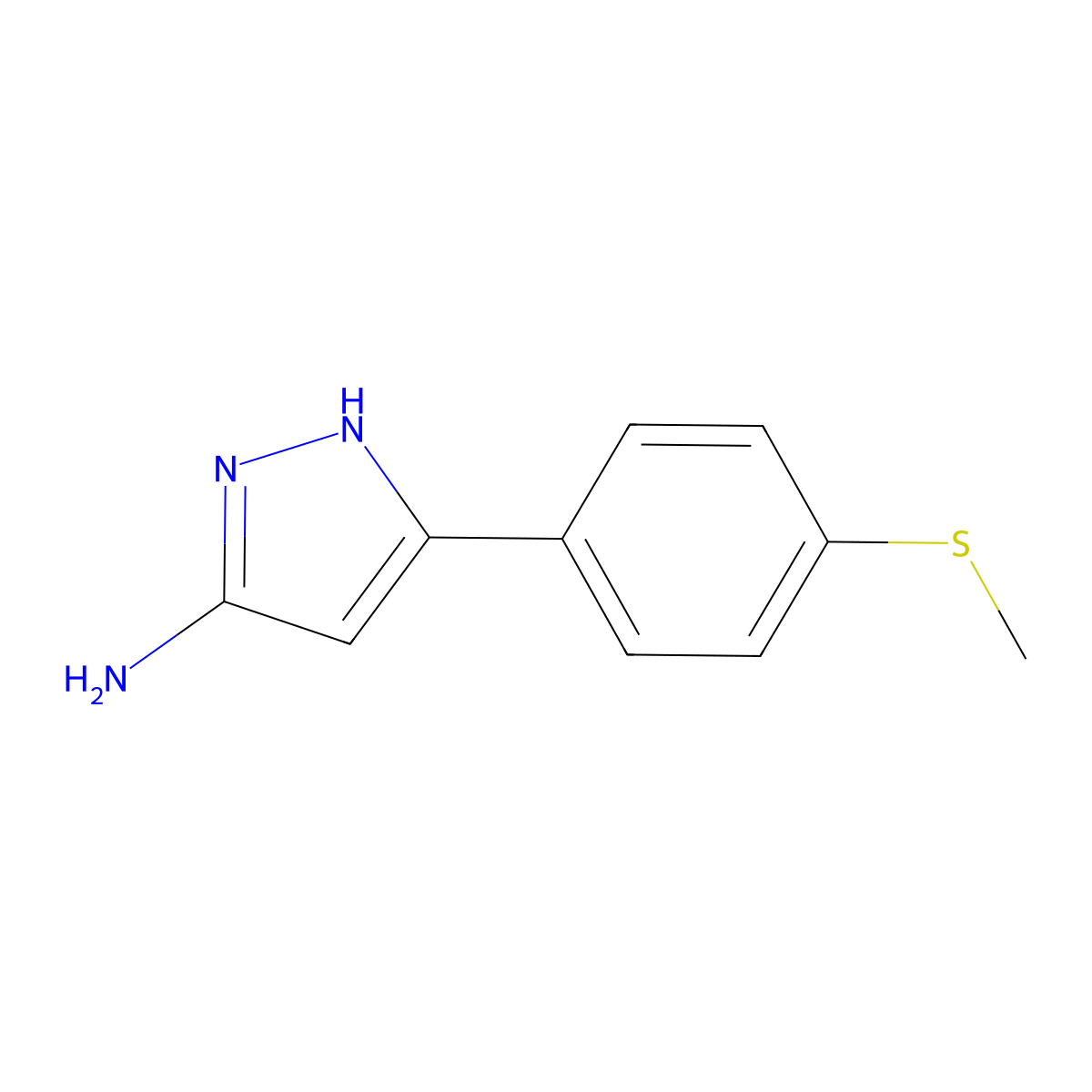 5-(4-methylsulfanylphenyl)-1H-pyrazol-3-amine molecular structure, CAS 208519-14-6