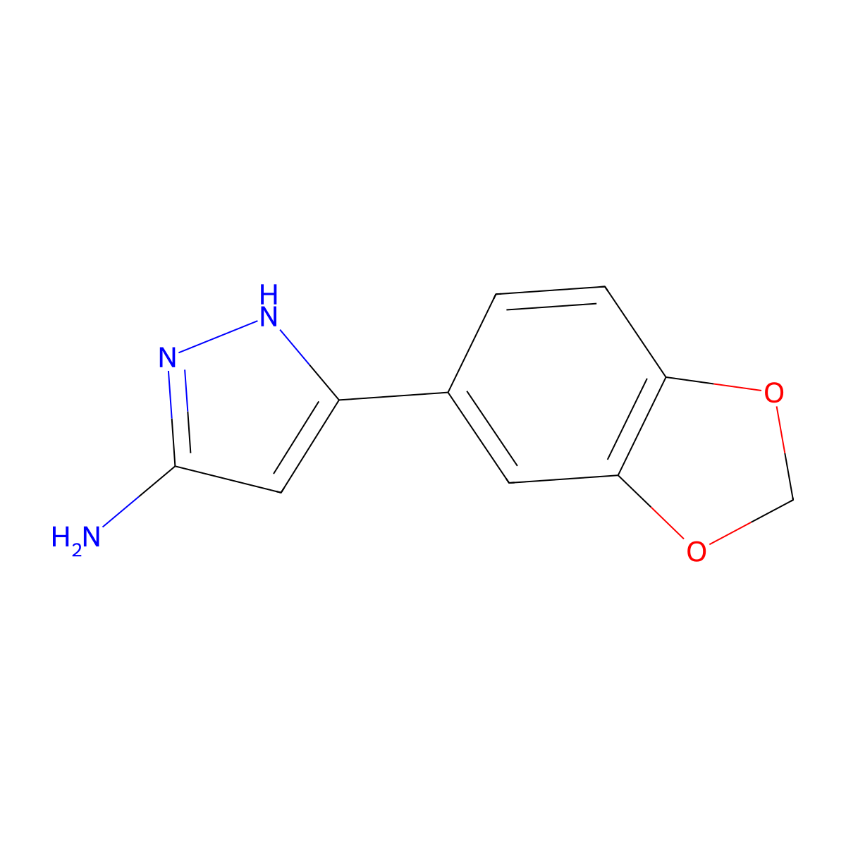 3-(1,3-benzodioxol-5-yl)-1H-pyrazol-5-amine molecular structure, CAS 208519-15-7