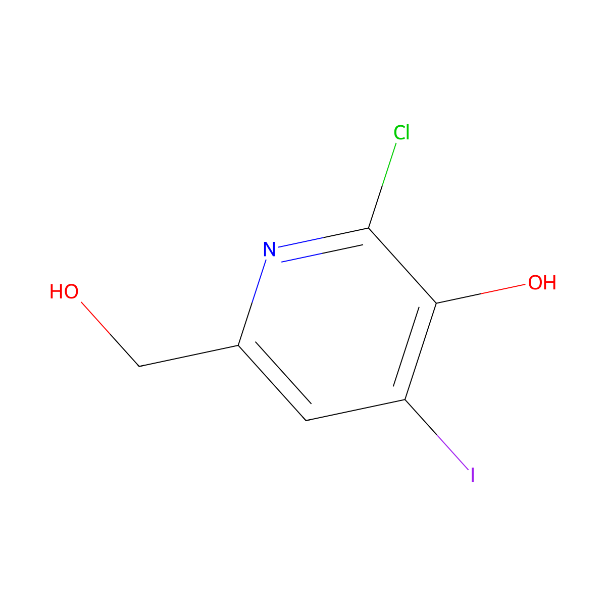 2-Chloro-6-(hydroxymethyl)-4-iodo-3-pyridinol molecular structure, CAS 208519-37-3