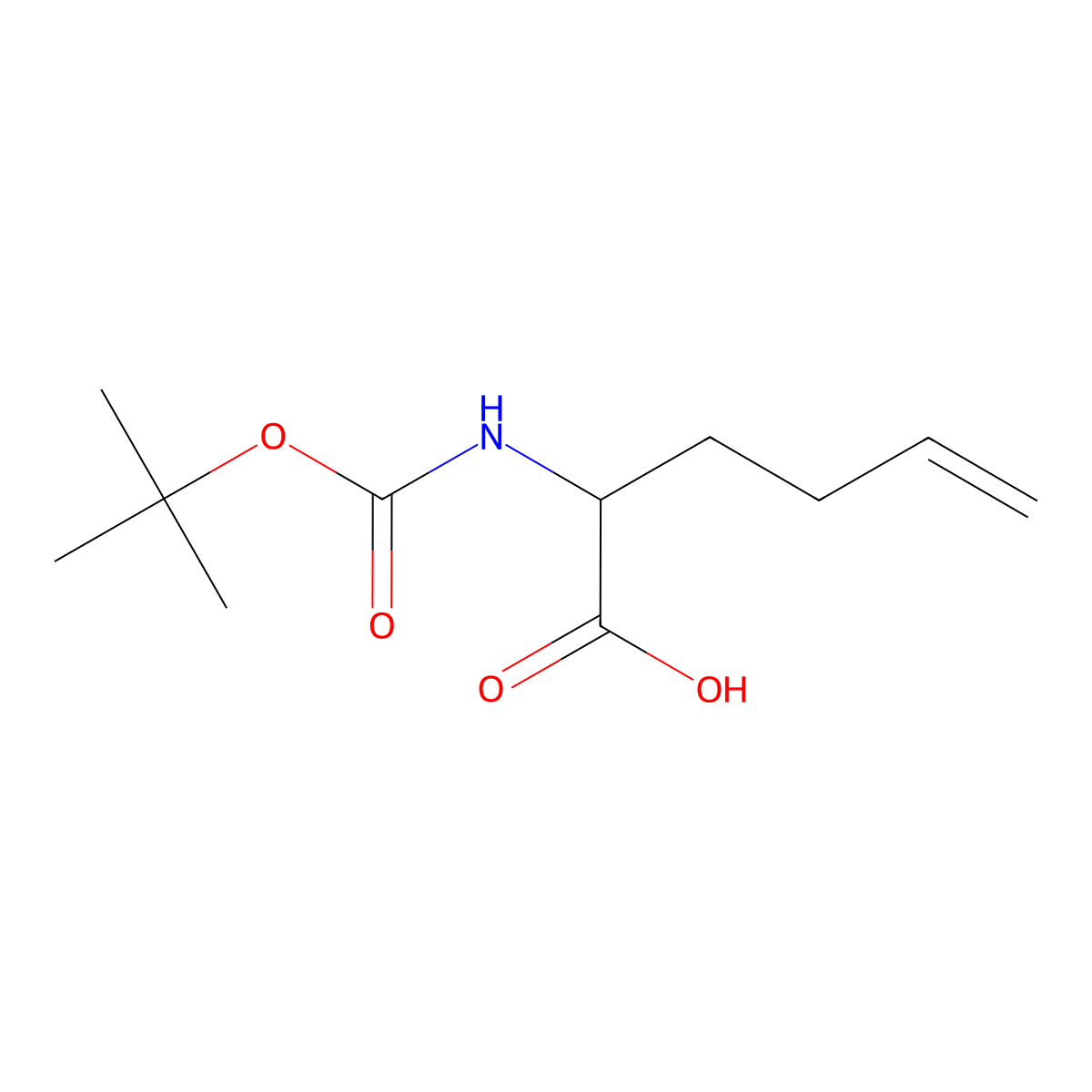 (2S)-2-(((tert-butoxy)carbonyl)amino)hex-5-enoic acid molecular structure, CAS 208522-13-8
