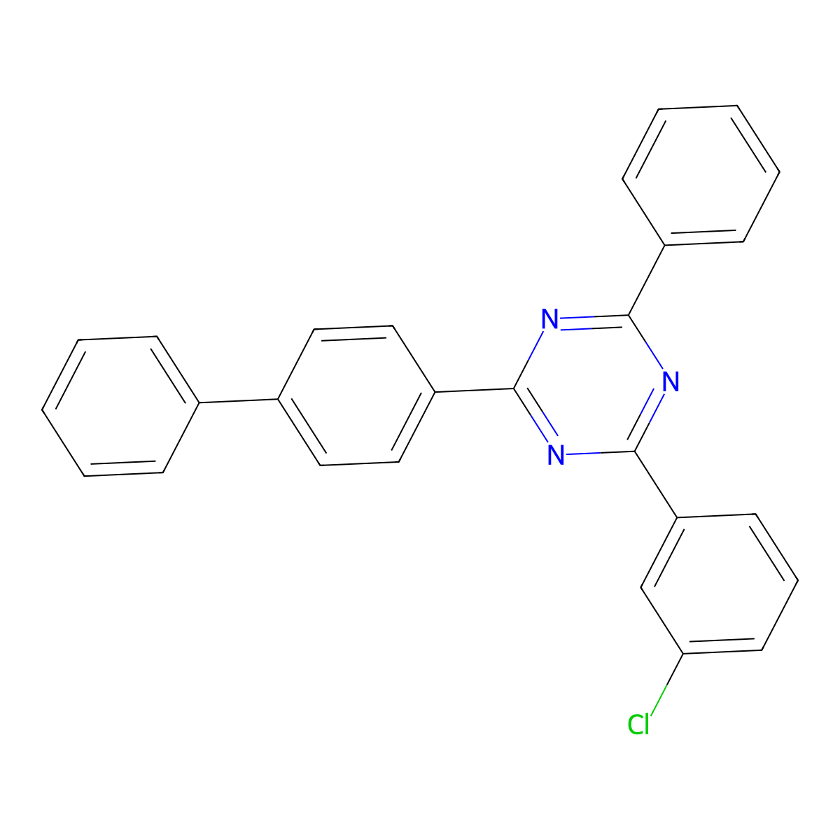 2-Biphenyl-4-yl-4-(3-chloro-phenyl)-6-phenyl-[1,3,5]triazine molecular structure, CAS 2085262-87-7
