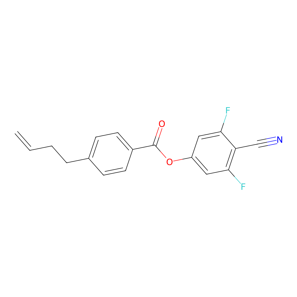 4-Cyano-3,5-difluorophenyl 4-(but-3-en-1-yl)benzoate molecular structure, CAS 208528-35-2
