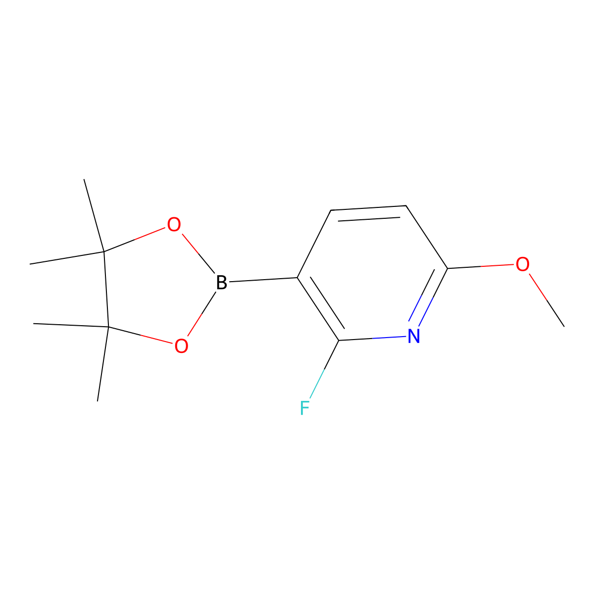 2-Fluoro-6-methoxy-3-(4,4,5,5-tetramethyl-1,3,2-dioxaborolan-2-yl)pyridine molecular structure, CAS 2085307-54-4