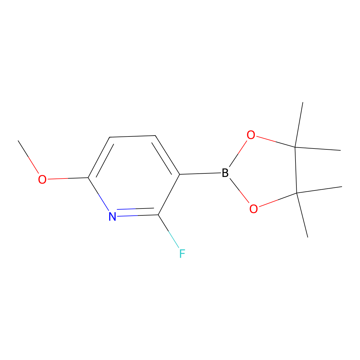 2-Fluoro-6-methoxy-3-(4,4,5,5-tetramethyl-1,3,2-dioxaborolan-2-yl)pyridine molecular structure, CAS 2085307-54-4
