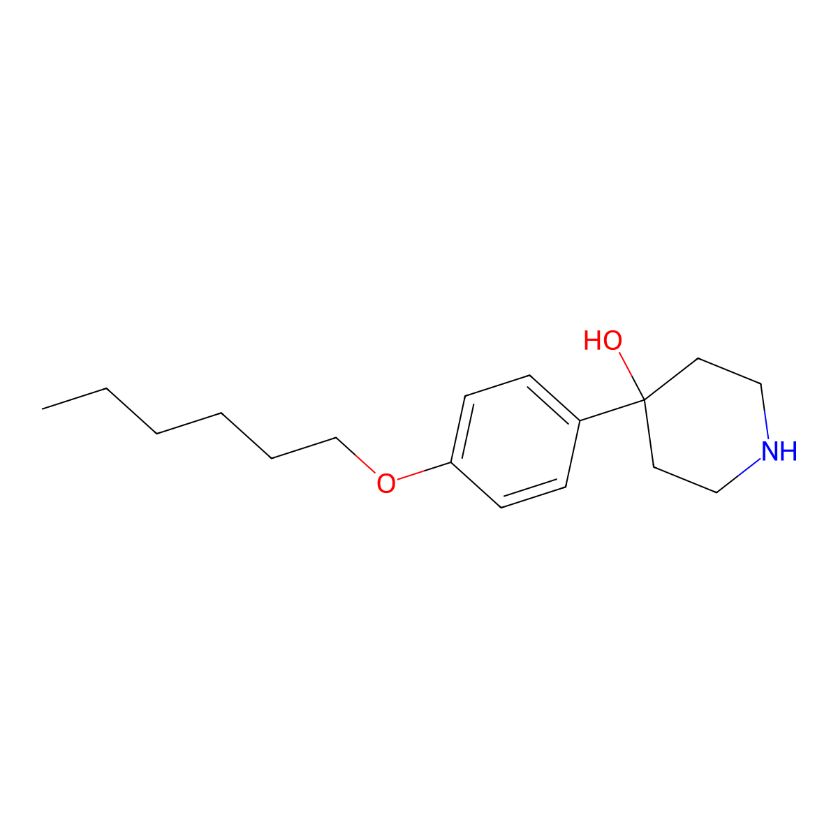 4-[4-(Hexyloxy)phenyl]piperidin-4-OL molecular structure, CAS 208537-38-6