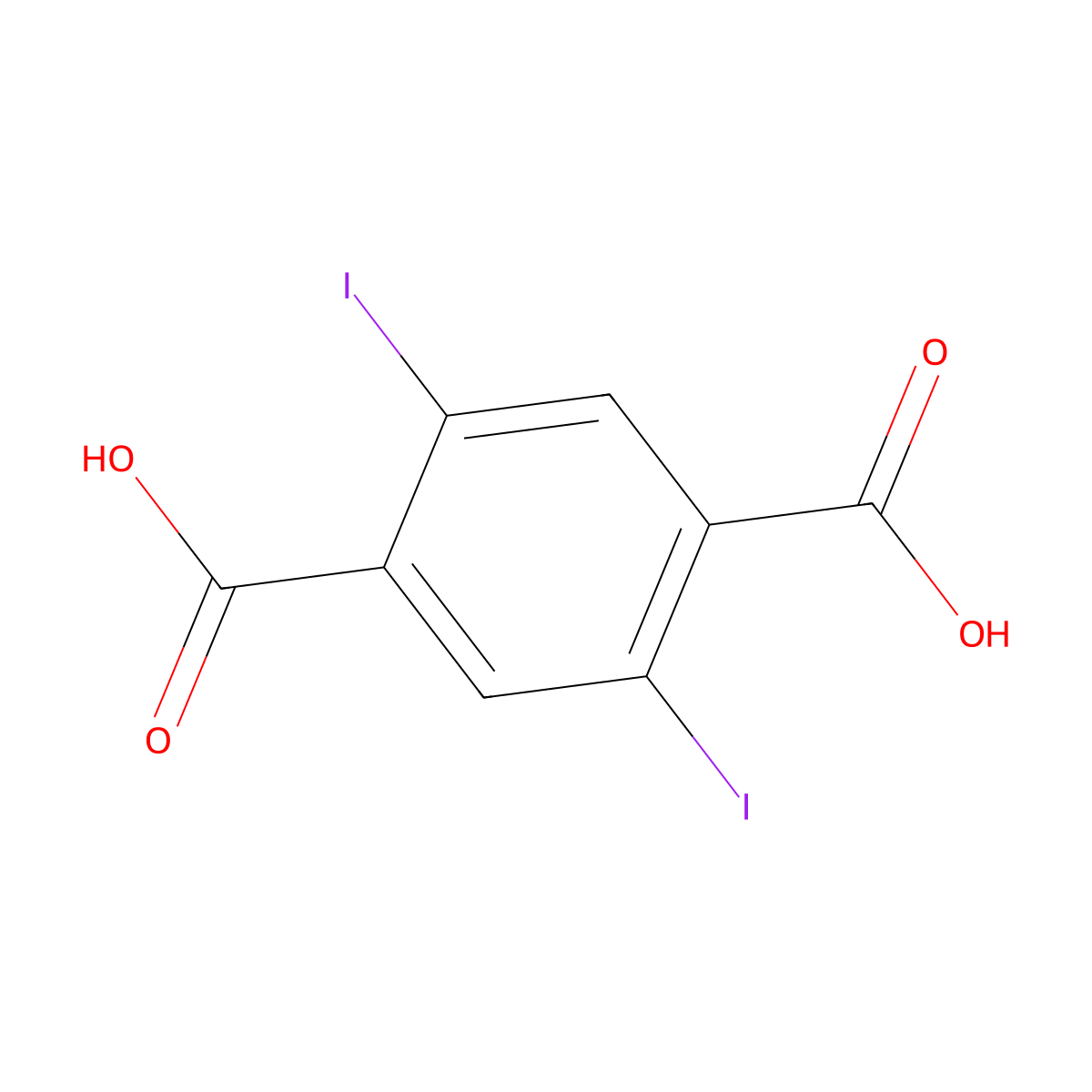 2,5-Diiodobenzene-1,4-dicarboxylic acid molecular structure, CAS 20856-80-8
