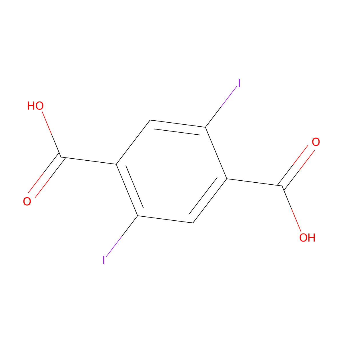 2,5-Diiodobenzene-1,4-dicarboxylic acid molecular structure, CAS 20856-80-8