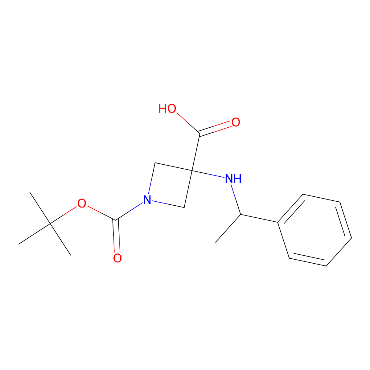 1-(Tert-butoxycarbonyl)-3-[(1-phenylethyl)amino]azetidine-3-carboxylic acid molecular structure, CAS 2085689-72-9