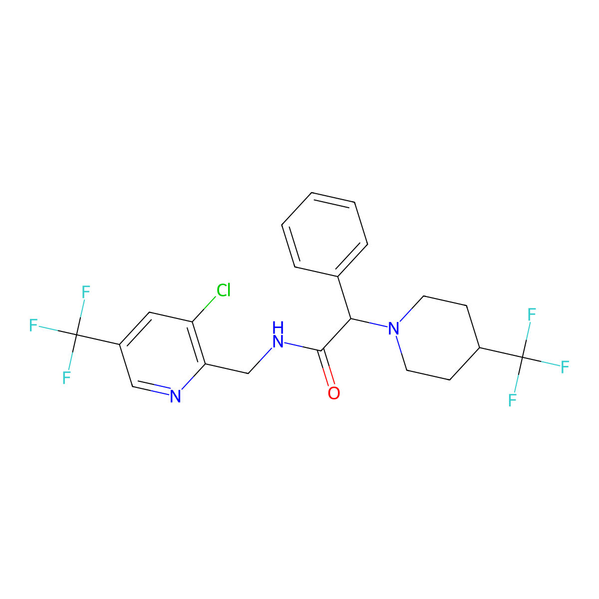 N-{[3-chloro-5-(trifluoromethyl)pyridin-2-yl]methyl}-2-phenyl-2-[4-(trifluoromethyl)piperidin-1-yl]acetamide molecular structure, CAS 2085689-75-2