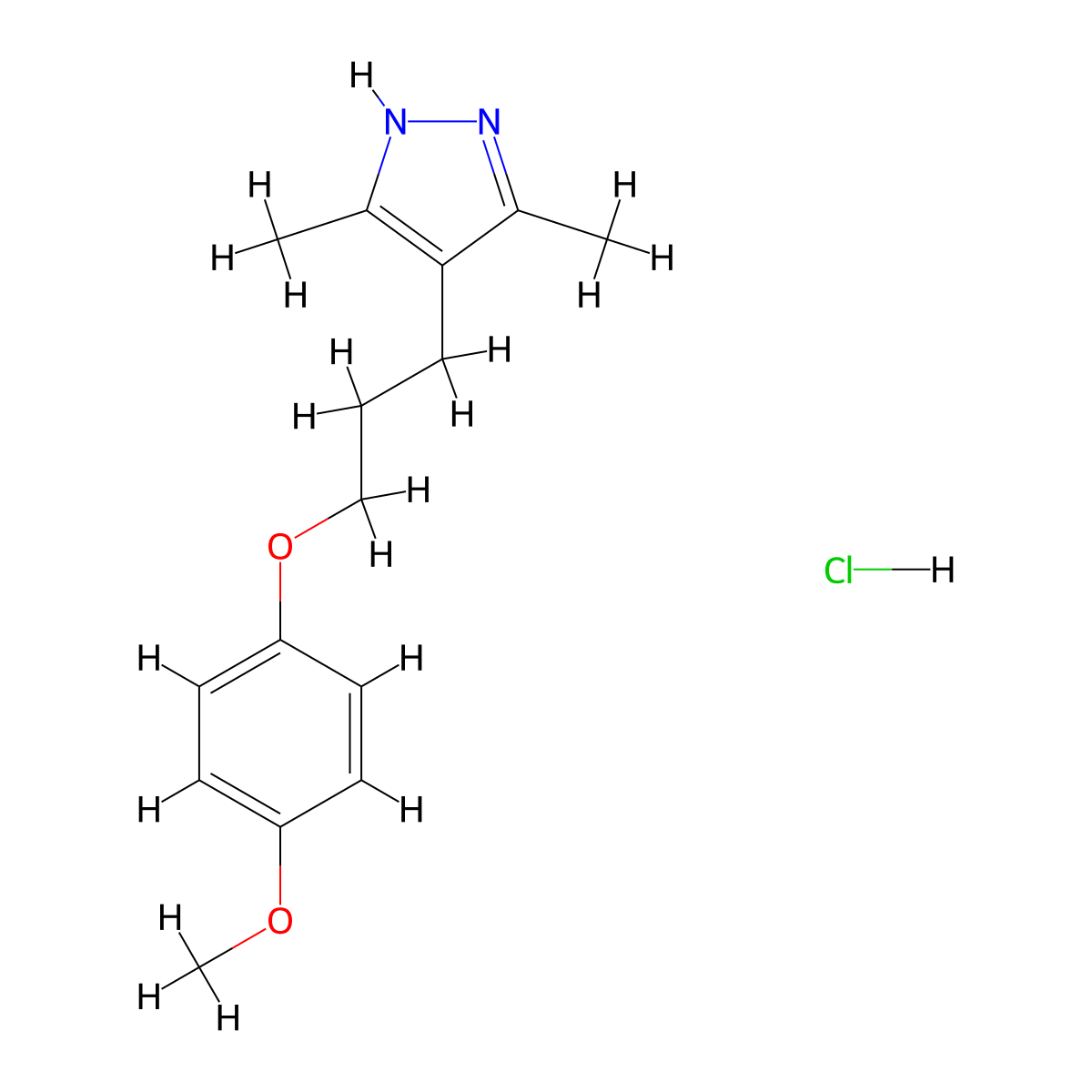 4-[3-(4-methoxyphenoxy)propyl]-3,5-dimethyl-1H-pyrazole hydrochloride molecular structure, CAS 2085689-76-3