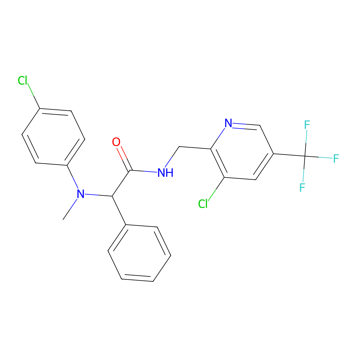 N-{[3-chloro-5-(trifluoromethyl)pyridin-2-yl]methyl}-2-[(4-chlorophenyl)(methyl)amino]-2-phenylacetamide molecular structure, CAS 2085689-77-4