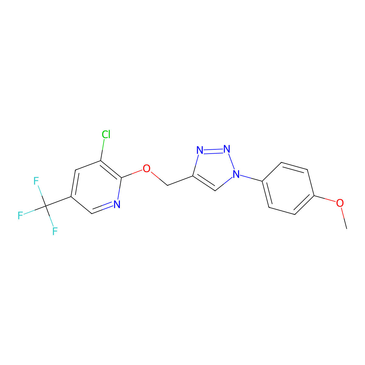 3-chloro-2-{[1-(4-methoxyphenyl)-1H-1,2,3-triazol-4-yl]methoxy}-5-(trifluoromethyl)pyridine molecular structure, CAS 2085689-96-7