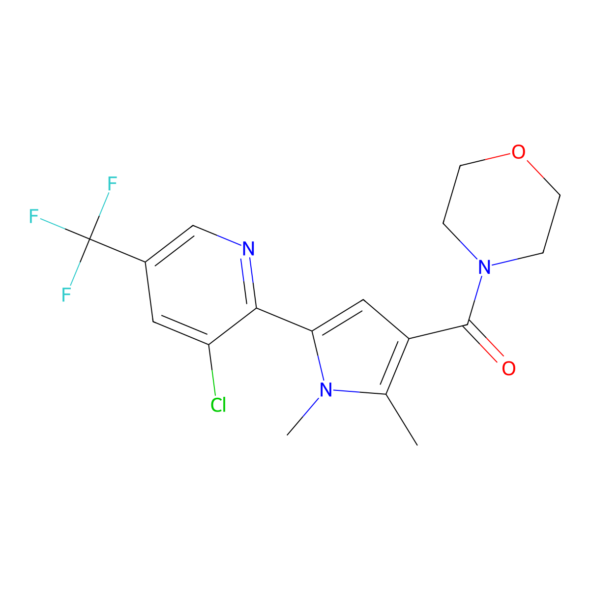 4-{5-[3-chloro-5-(trifluoromethyl)pyridin-2-yl]-1,2-dimethyl-1H-pyrrole-3-carbonyl}morpholine molecular structure, CAS 2085689-99-0