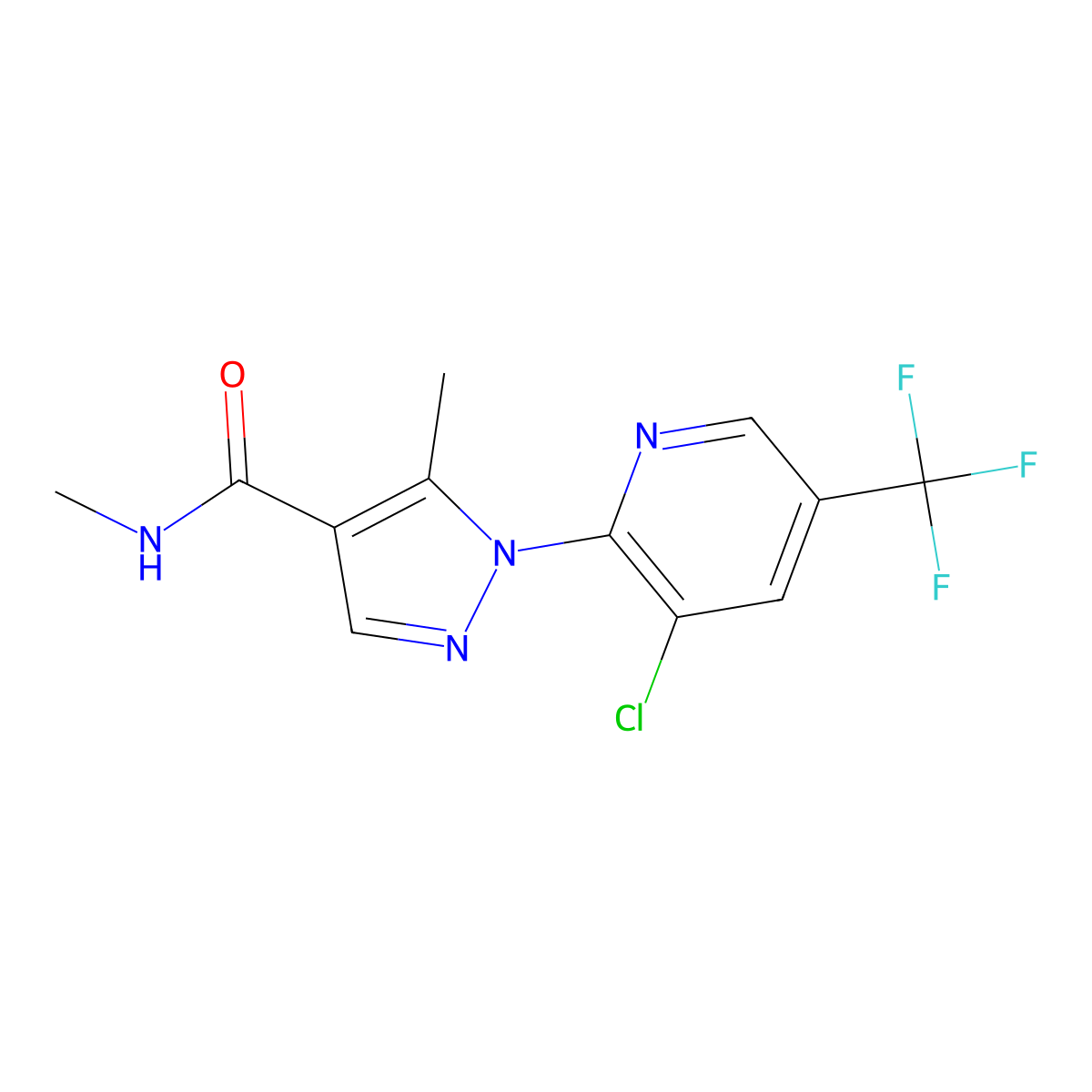 1-[3-chloro-5-(trifluoromethyl)pyridin-2-yl]-N,5-dimethyl-1H-pyrazole-4-carboxamide molecular structure, CAS 2085690-00-0