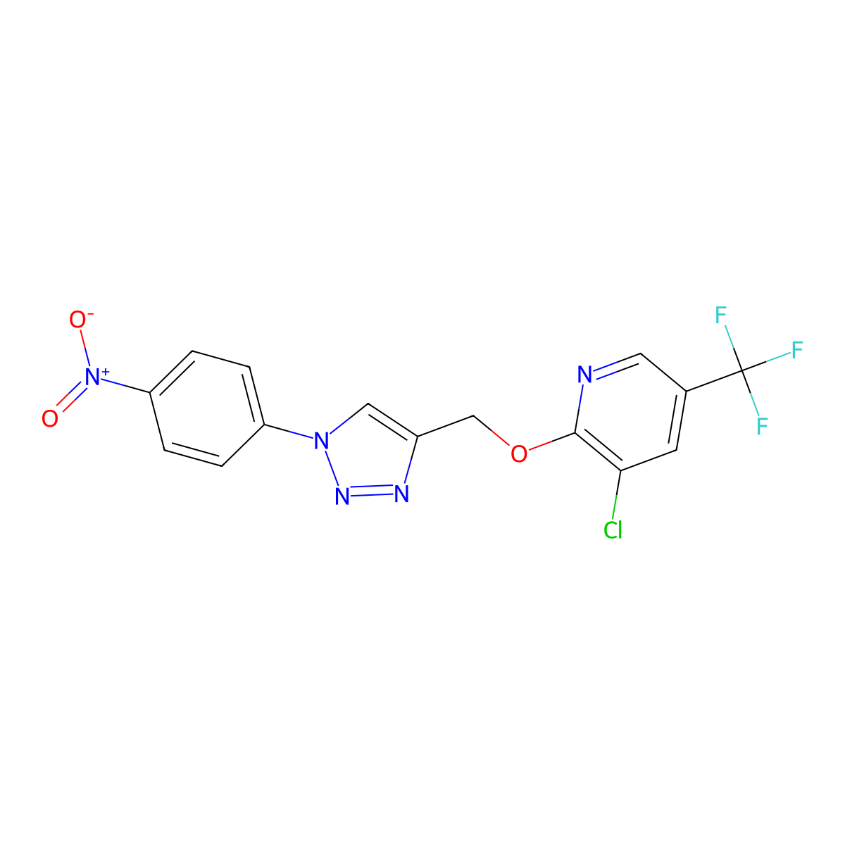 2-{[1-(4-nitrophenyl)-1H-1,2,3-triazol-4-yl]methoxy}-3-chloro-5-(trifluoromethyl)pyridine molecular structure, CAS 2085690-08-8