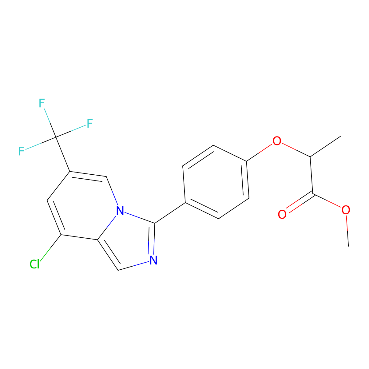 Methyl 2-{4-[8-chloro-6-(trifluoromethyl)imidazo[1,5-a]pyridin-3-yl]phenoxy}propanoate molecular structure, CAS 2085690-12-4