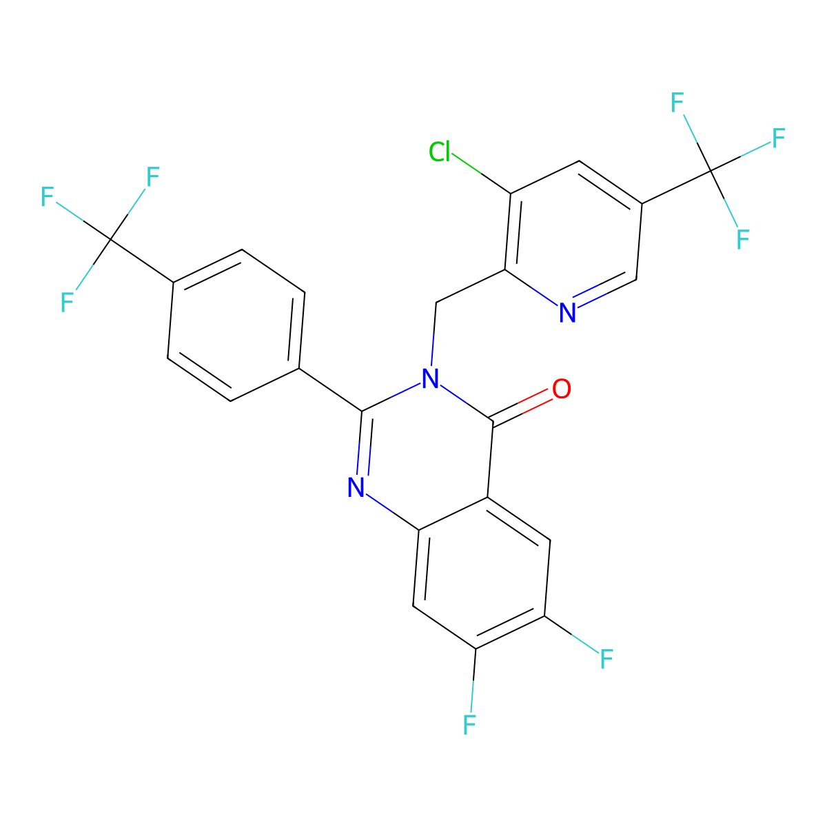3-{[3-chloro-5-(trifluoromethyl)-2-pyridinyl]methyl}-6,7-difluoro-2-[4-(trifluoromethyl)phenyl]-4(3H)-quinazolinone molecular structure, CAS 2085690-15-7