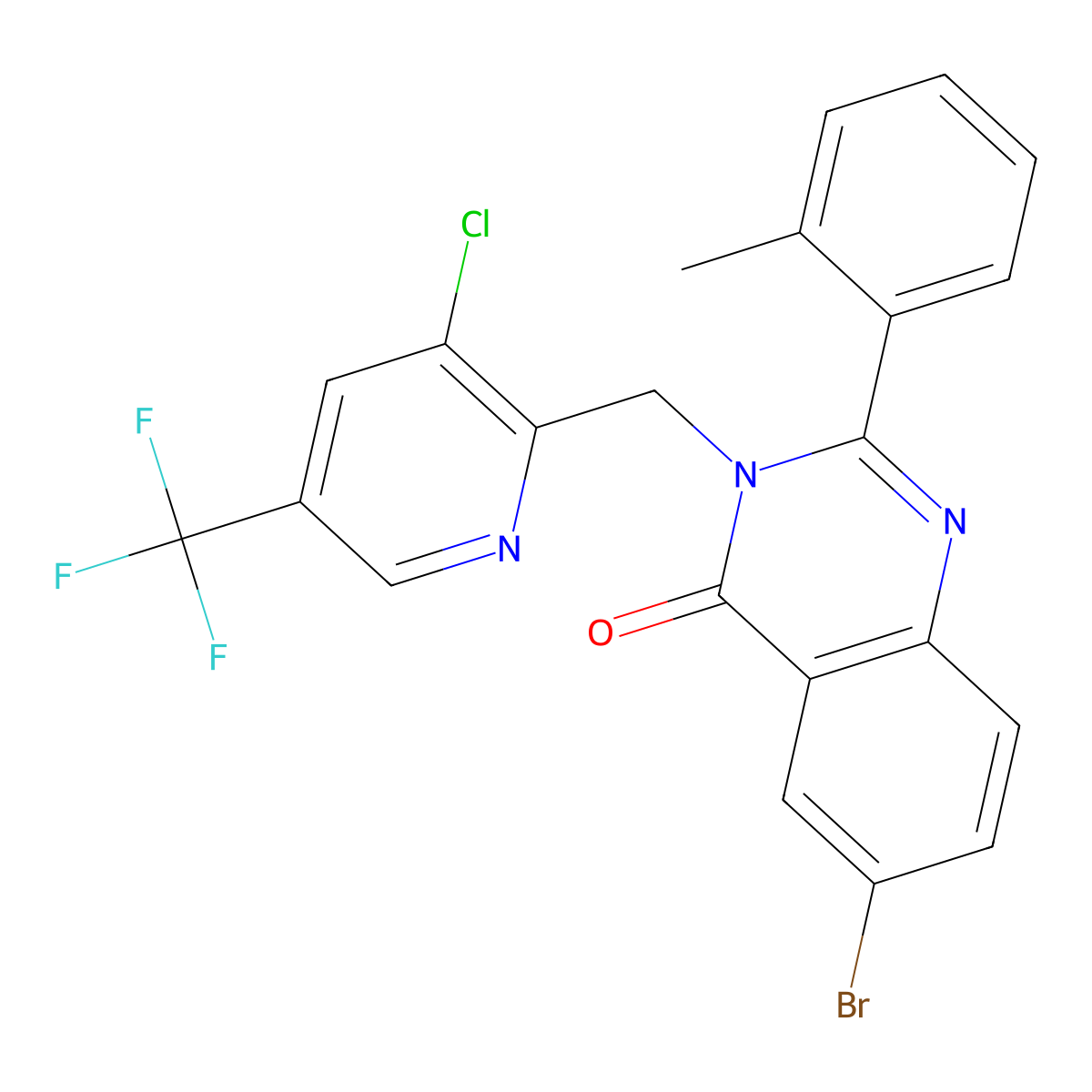 6-bromo-3-{[3-chloro-5-(trifluoromethyl)pyridin-2-yl]methyl}-2-(2-methylphenyl)quinazolin-4(3H)-one molecular structure, CAS 2085690-22-6