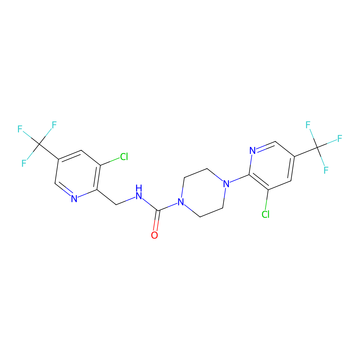 4-[3-chloro-5-(trifluoromethyl)pyridin-2-yl]-N-{[3-chloro-5-(trifluoromethyl)pyridin-2-yl]methyl}piperazine-1-carboxamide molecular structure, CAS 2085690-25-9