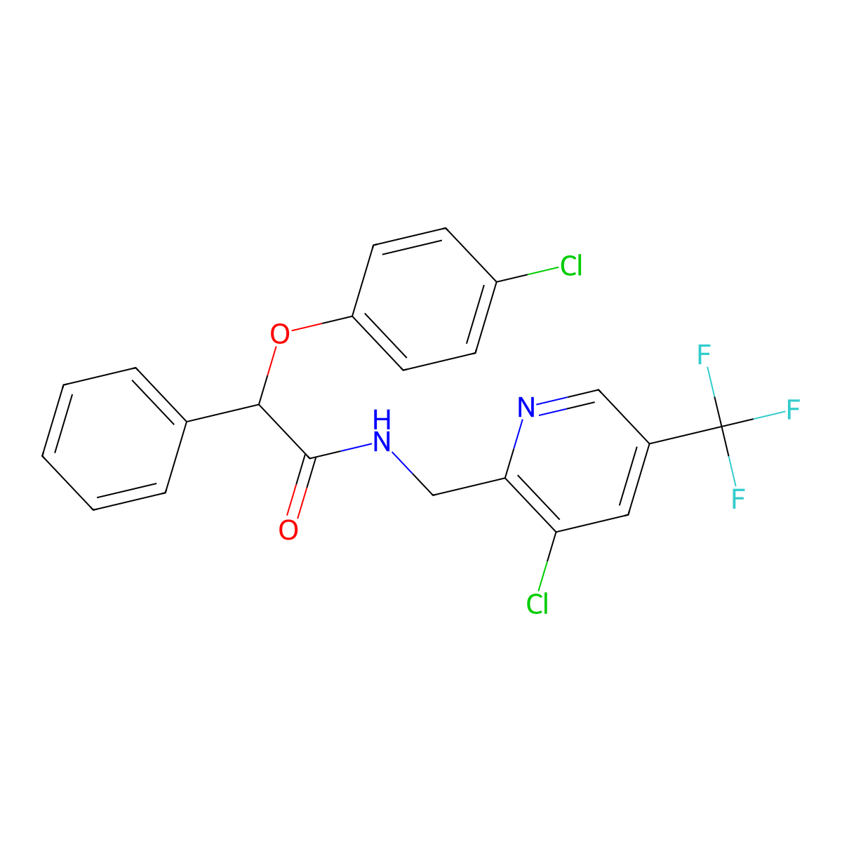 N-{[3-chloro-5-(trifluoromethyl)pyridin-2-yl]methyl}-2-(4-chlorophenoxy)-2-phenylacetamide molecular structure, CAS 2085690-26-0