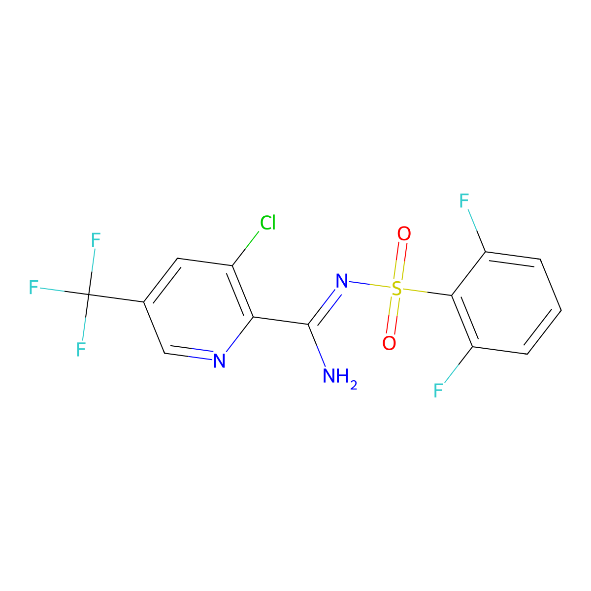 3-chloro-N-(2,6-difluorobenzenesulfonyl)-5-(trifluoromethyl)pyridine-2-carboximidamide molecular structure, CAS 2085690-31-7