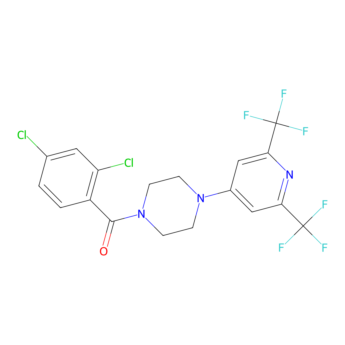 1-[2,6-Bis(trifluoromethyl)pyridin-4-yl]-4-(2,4-dichlorobenzoyl)piperazine molecular structure, CAS 2085690-32-8
