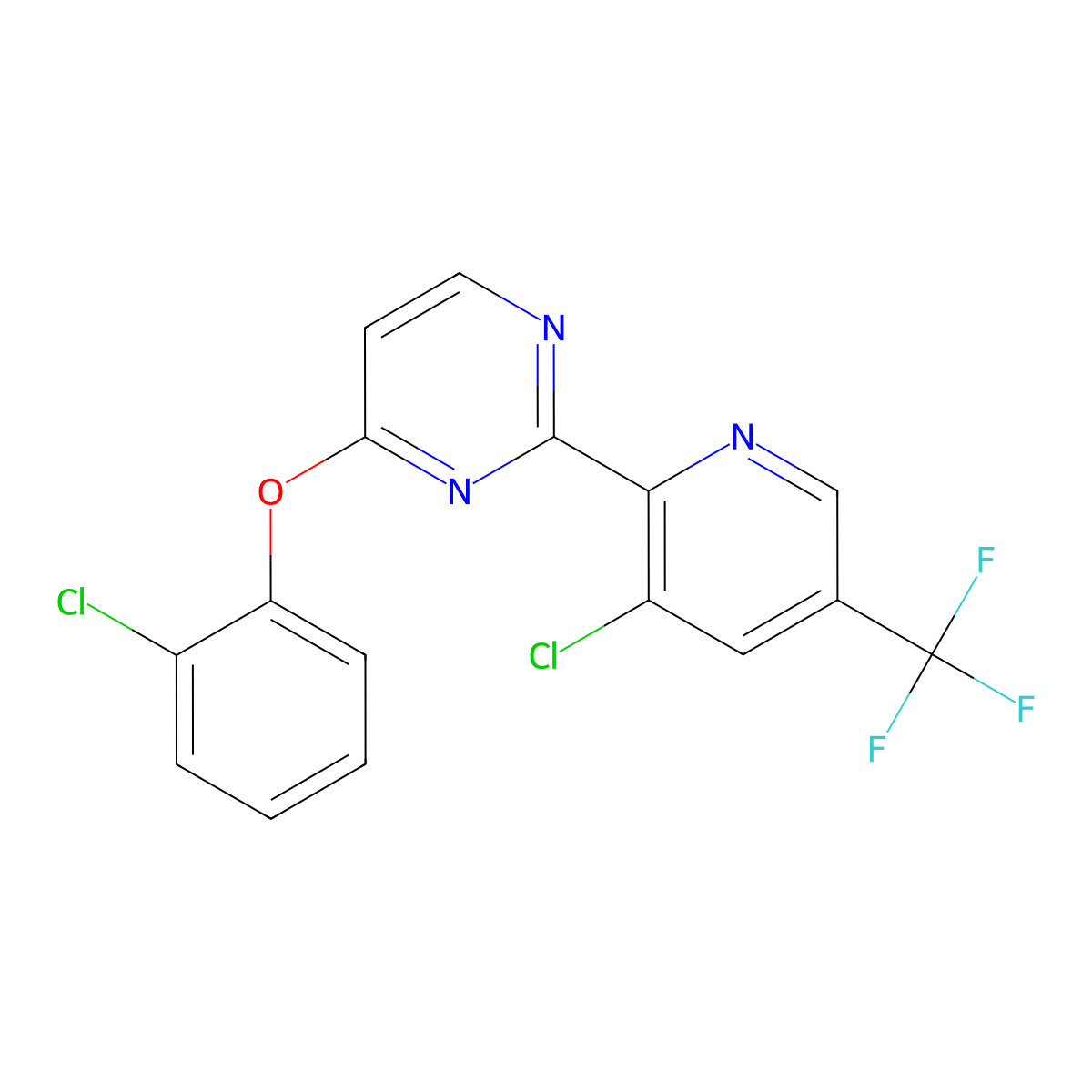 2-[3-Chloro-5-(trifluoromethyl)pyridin-2-yl]-4-(2-chlorophenoxy)pyrimidine molecular structure, CAS 2085690-37-3