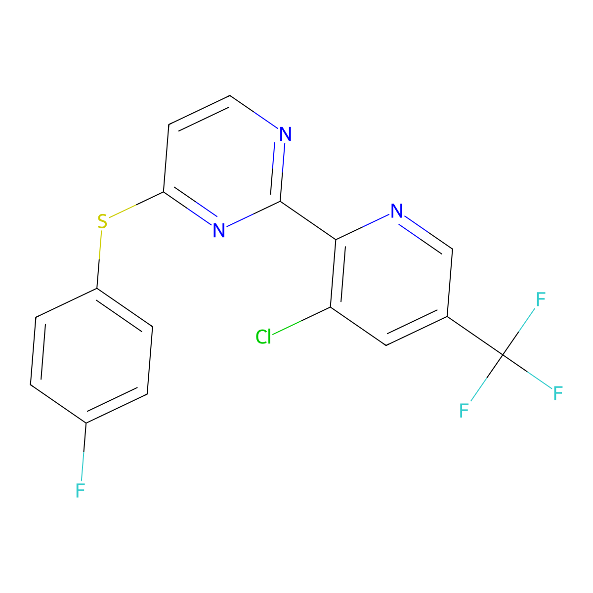 2-[3-Chloro-5-(trifluoromethyl)pyridin-2-yl]-4-[(4-fluorophenyl)sulfanyl]pyrimidine molecular structure, CAS 2085690-39-5