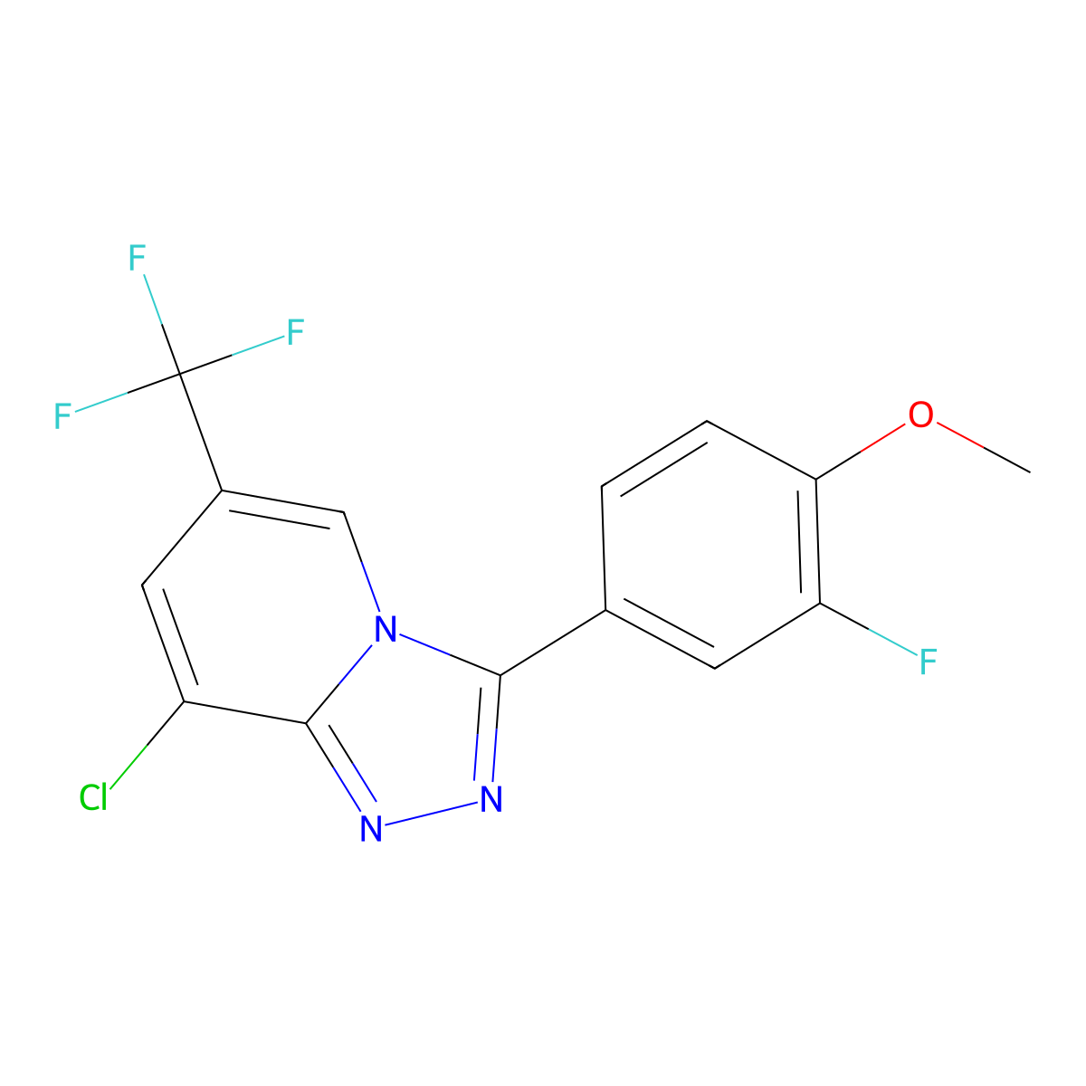 8-Chloro-3-(3-fluoro-4-methoxyphenyl)-6-(trifluoromethyl)-[1,2,4]triazolo[4,3-a]pyridine molecular structure, CAS 2085690-41-9