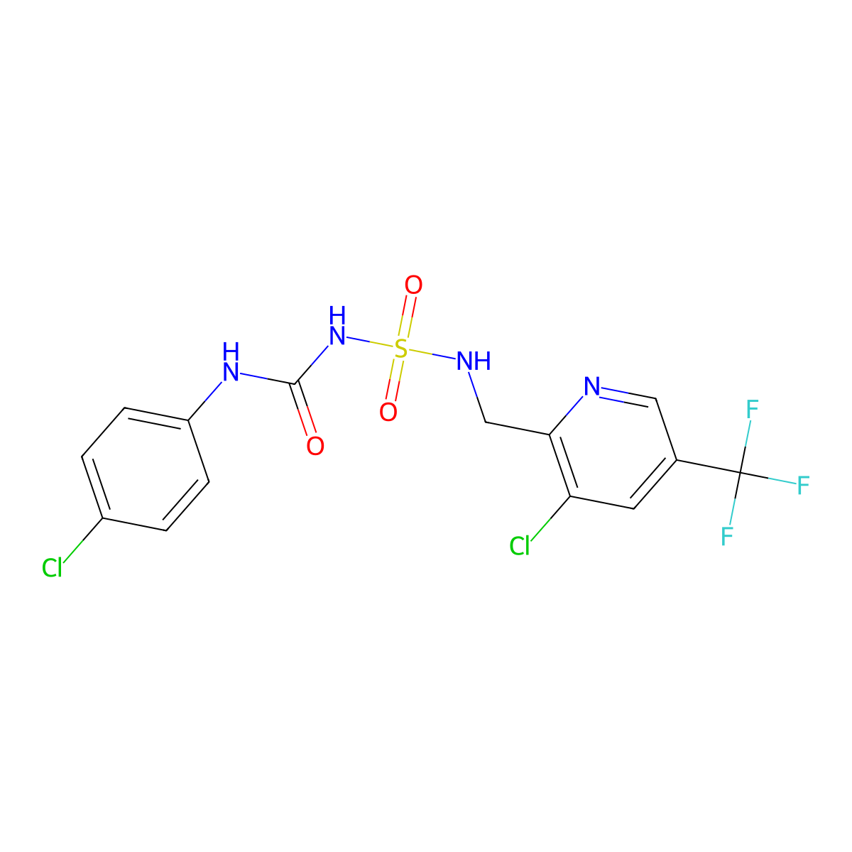 3-({[3-Chloro-5-(trifluoromethyl)pyridin-2-yl]methyl}sulfamoyl)-1-(4-chlorophenyl)urea molecular structure, CAS 2085690-45-3