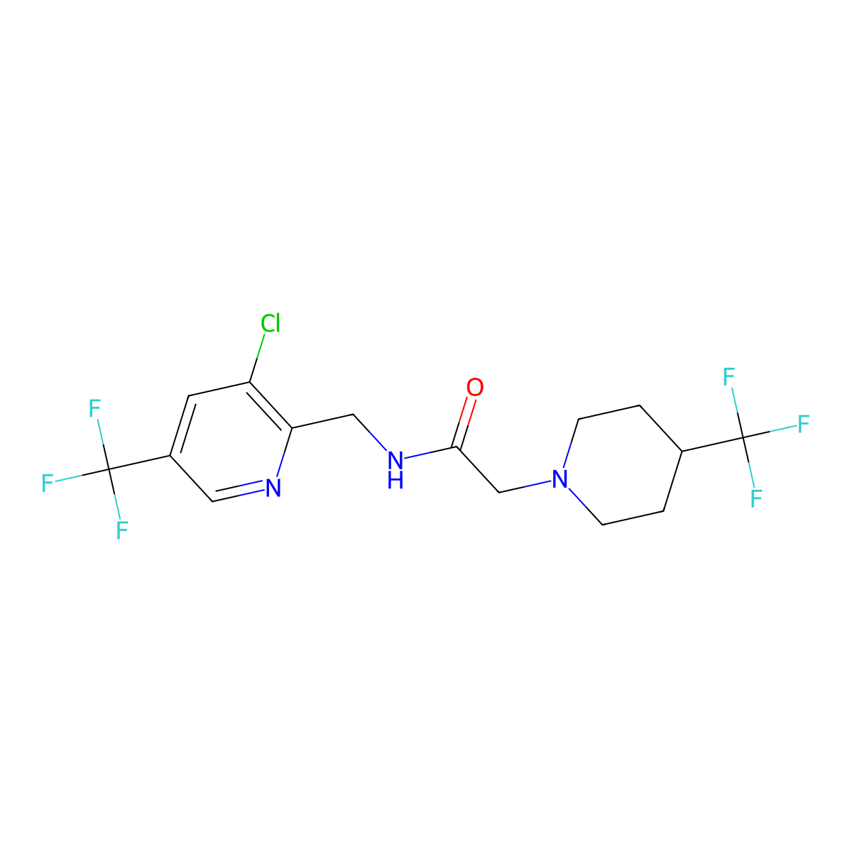 N-{[3-chloro-5-(trifluoromethyl)pyridin-2-yl]methyl}-2-[4-(trifluoromethyl)piperidin-1-yl]acetamide molecular structure, CAS 2085690-47-5