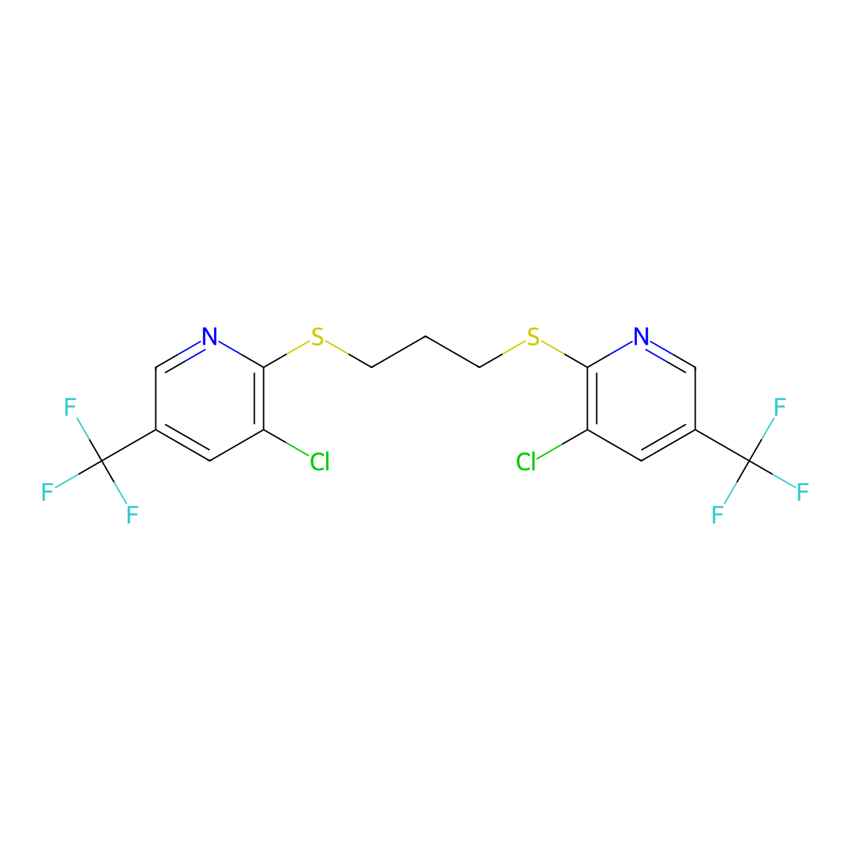3-Chloro-5-(trifluoromethyl)-2-pyridinyl 3-{[3-chloro-5-(trifluoromethyl)-2-pyridinyl]sulfanyl}propyl sulfide molecular structure, CAS 2085690-49-7