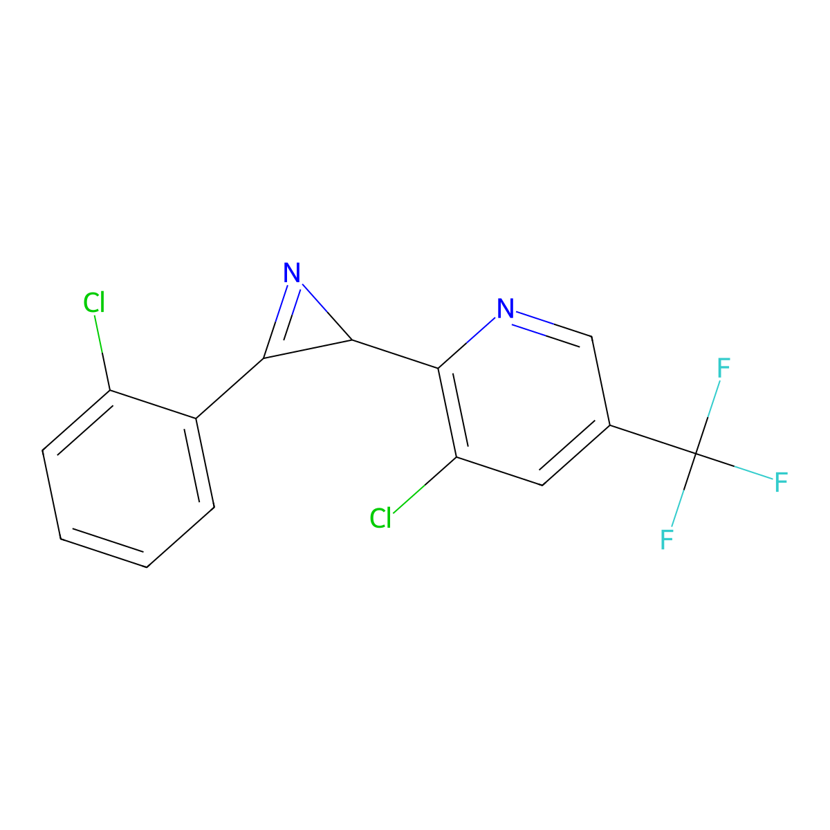 3-Chloro-2-[3-(2-chlorophenyl)-2H-azirin-2-yl]-5-(trifluoromethyl)pyridine molecular structure, CAS 2085690-72-6