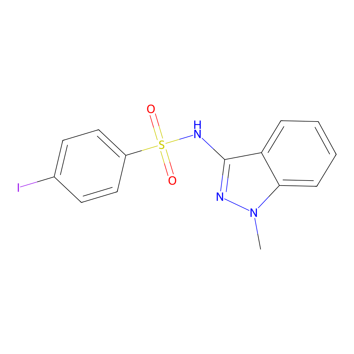 4-iodo-N-(1-methyl-1H-indazol-3-yl)benzenesulfonamide molecular structure, CAS 2085690-77-1