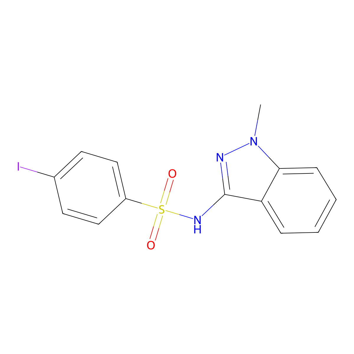 4-iodo-N-(1-methyl-1H-indazol-3-yl)benzenesulfonamide molecular structure, CAS 2085690-77-1