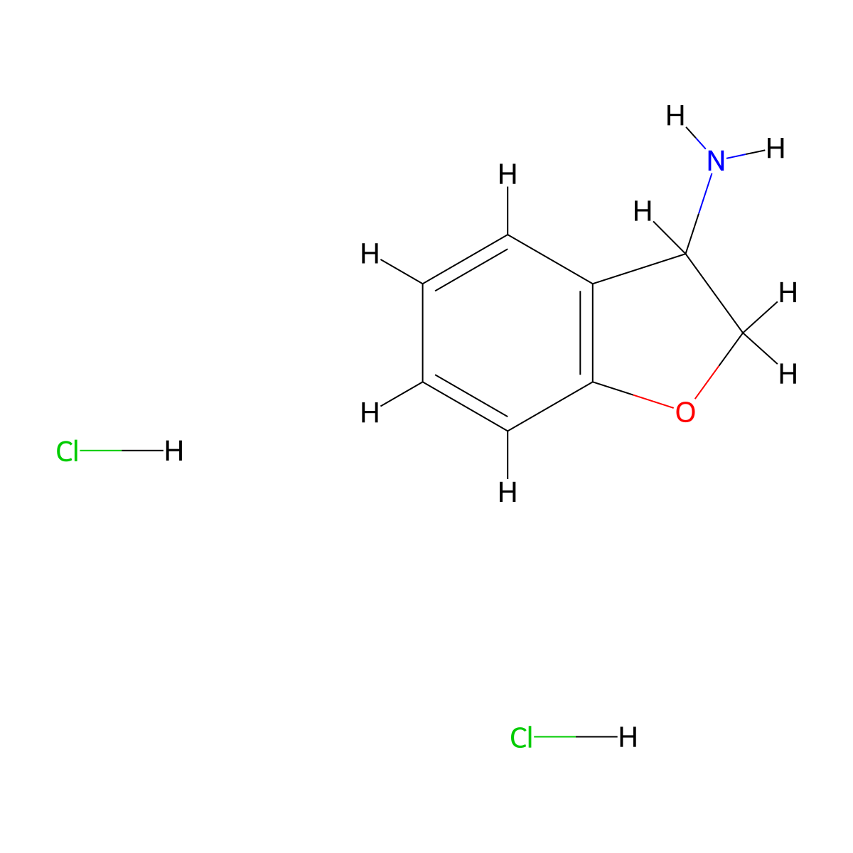 2,3-Dihydro-1-benzofuran-3-amine;dihydrochloride molecular structure, CAS 2085703-04-2