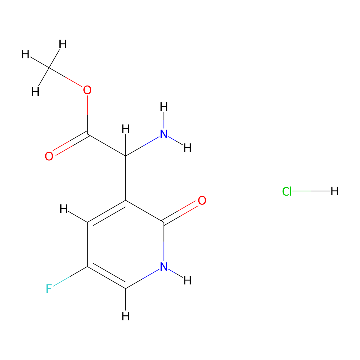 methyl (2R)-2-amino-2-(5-fluoro-2-hydroxyphenyl)acetate hcl molecular structure, CAS 2085703-07-5