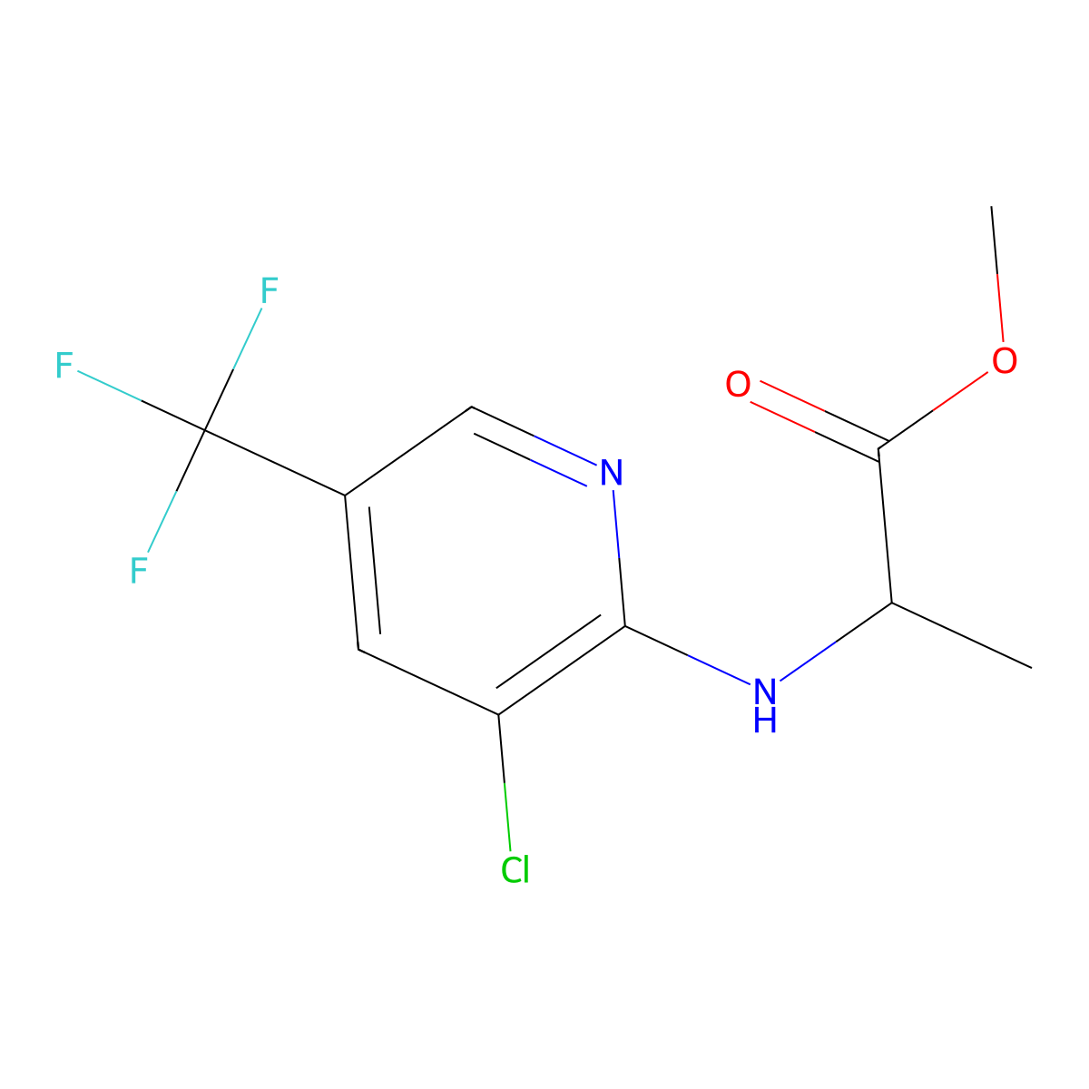 Methyl 2-[[3-chloro-5-(trifluoromethyl)pyridin-2-yl]amino]propanoate molecular structure, CAS 2085703-14-4