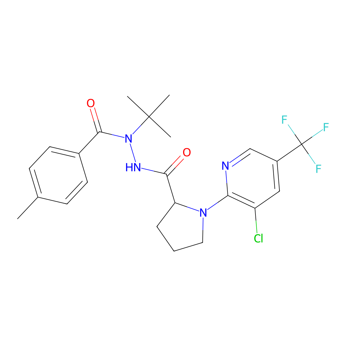 N'-Tert-butyl-1-[3-chloro-5-(trifluoromethyl)pyridin-2-yl]-N'-(4-methylbenzoyl)pyrrolidine-2-carbohydrazide molecular structure, CAS 2085703-17-7