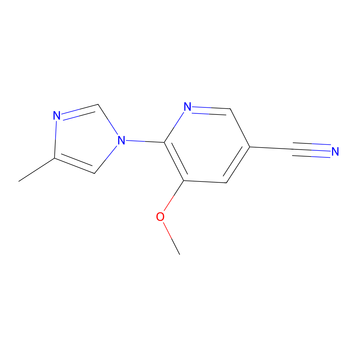 5-Methoxy-6-(4-methyl-1H-imidazol-1-YL)nicotinonitrile molecular structure, CAS 2085784-57-0