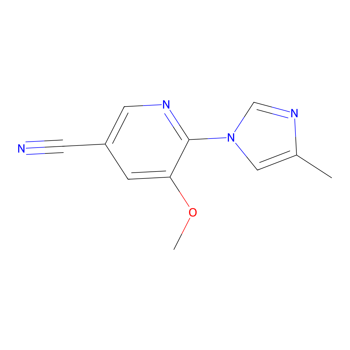 5-Methoxy-6-(4-methyl-1H-imidazol-1-YL)nicotinonitrile molecular structure, CAS 2085784-57-0