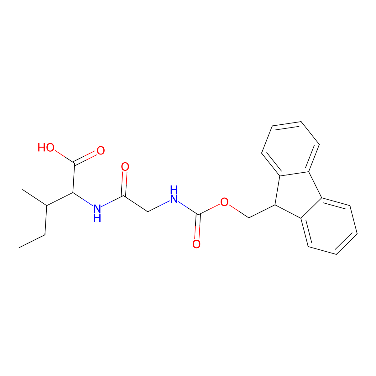 (2S,3S)-2-[2-({[(9H-fluoren-9-yl)methoxy]carbonyl}amino)acetamido]-3-methylpentanoic acid molecular structure, CAS 208579-58-2