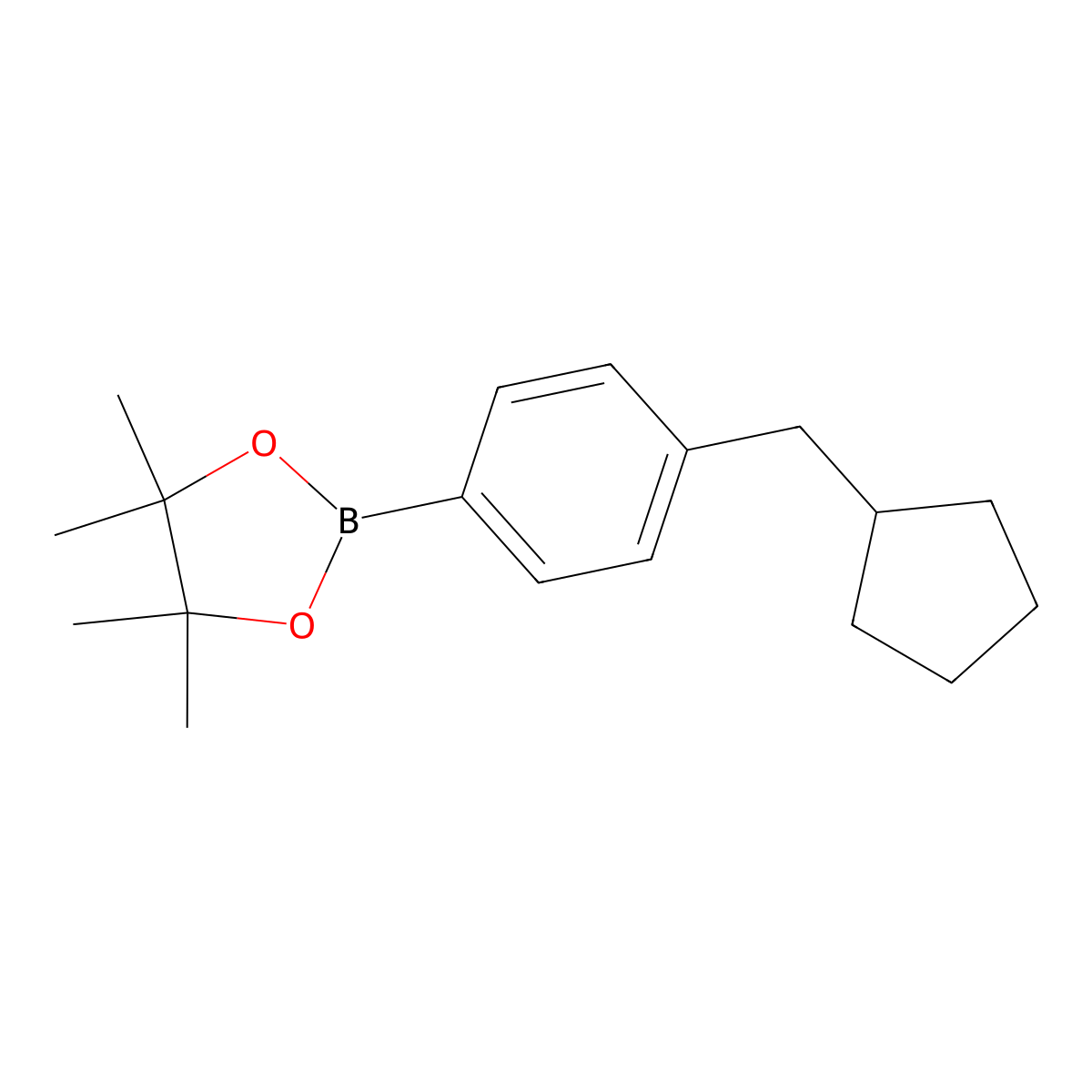 2-[4-(cyclopentylmethyl)phenyl]-4,4,5,5-tetramethyl-1,3,2-Dioxaborolane molecular structure, CAS 2085798-06-5