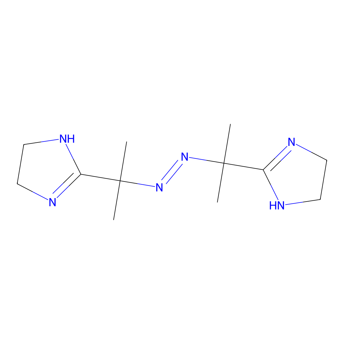 2,2'-Azobis(2-(2-imidazolin-2-yl)propane) molecular structure, CAS 20858-12-2