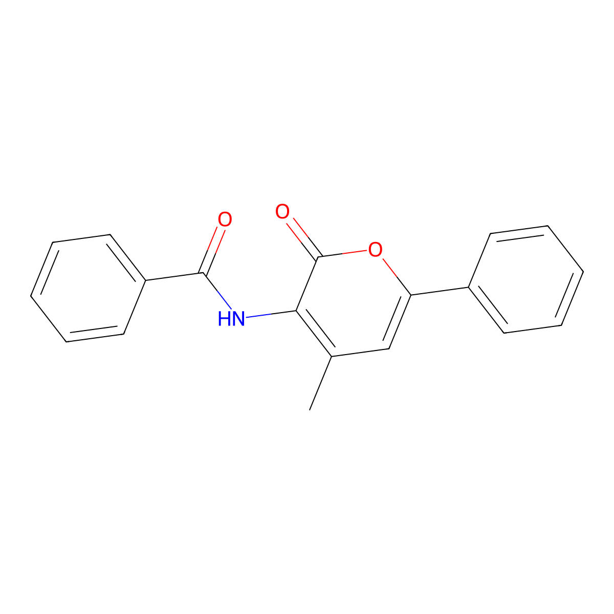 N-(4-methyl-2-oxo-6-phenyl-2H-pyran-3-yl)benzenecarboxamide molecular structure, CAS 208584-14-9