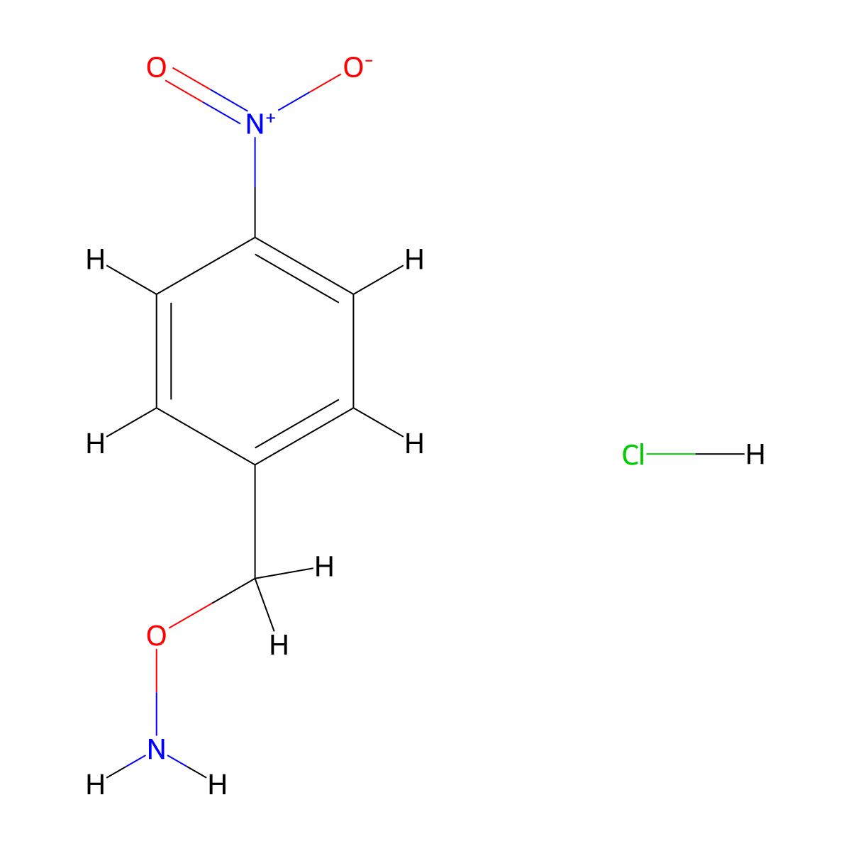 Hydroxylamine, O-((4-nitrophenyl)methyl)-, hydrochloride (1:1) molecular structure, CAS 2086-26-2