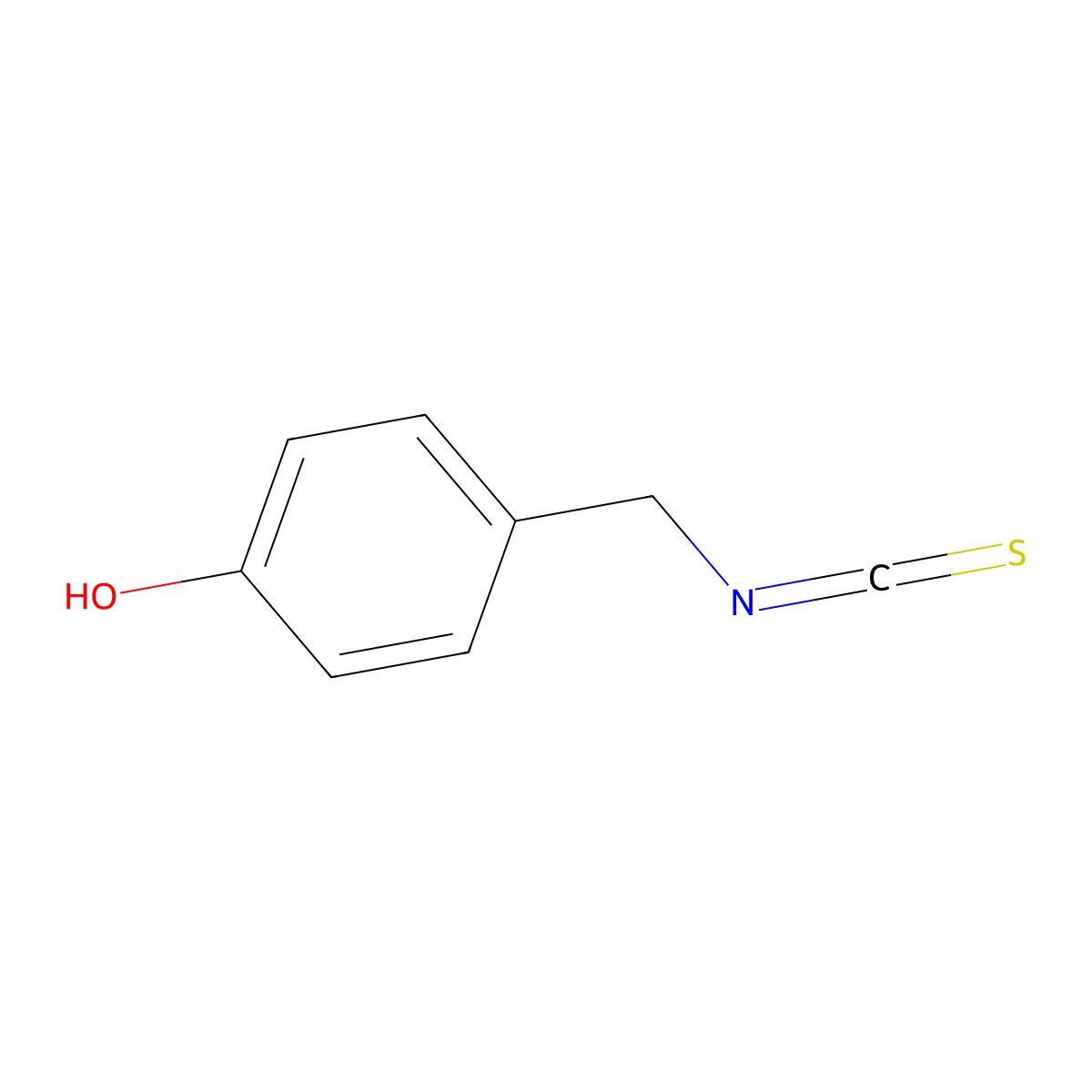 4-Hydroxybenzyl isothiocyanate molecular structure, CAS 2086-86-4