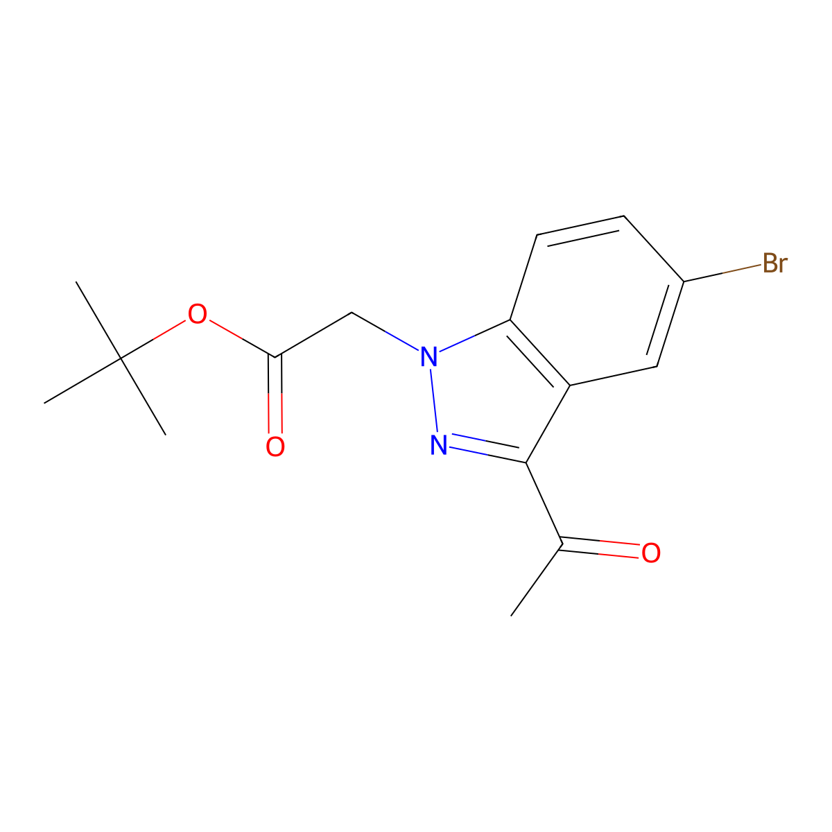 Tert-butyl 2-(3-acetyl-5-bromo-indazol-1-yl)acetate molecular structure, CAS 2086183-72-2